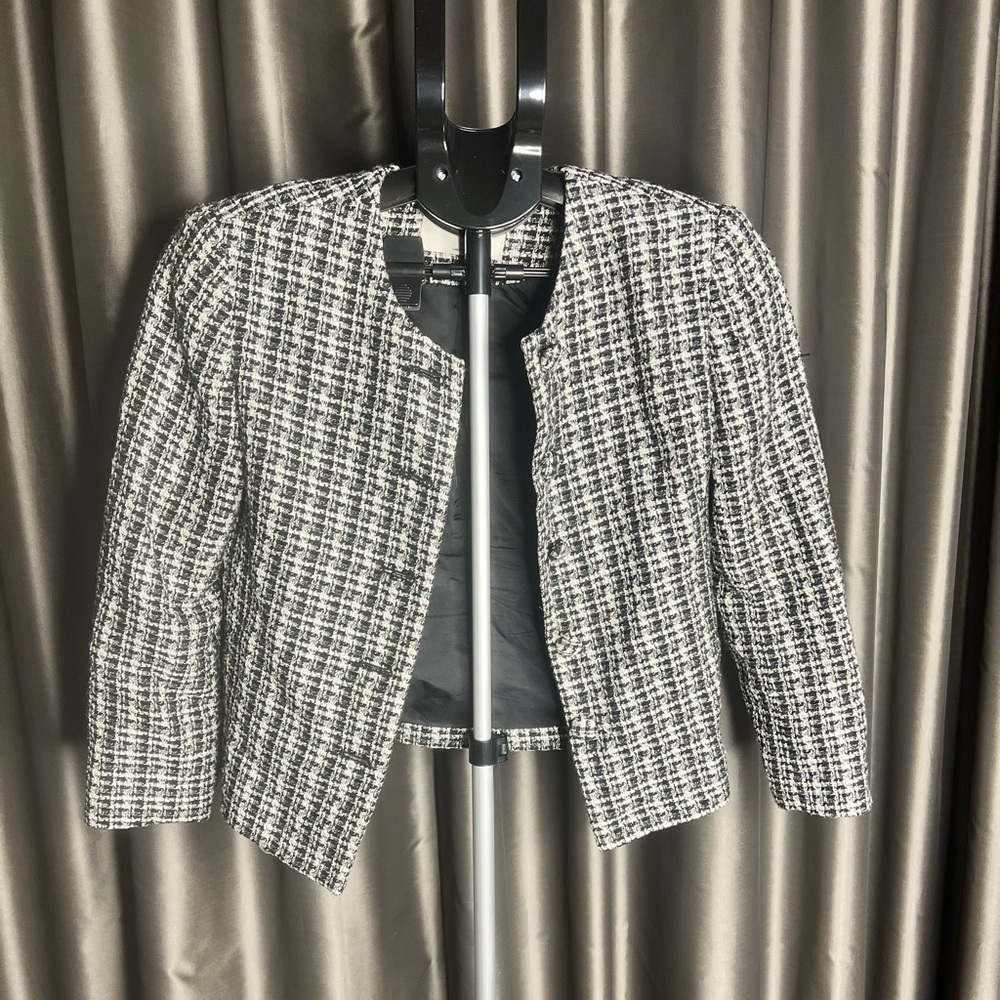 Women's Black and White Tweed Jacket